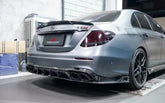 Mercedes Benz E-Class E350 E450 (with sport package bumper) W213 Facelift 2020 2021 2022 2023 2024 & E53 E63/S W213 Facelift 2020 2021 2022 2023 2024 with Aftermarket Parts - AE Rear Diffuser Carbon Fiber from ArmorExtend